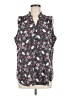CAbi Floral Black Sleeveless Button-Down Shirt Size L - photo 1