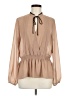Esley 100% Polyester Tan Long Sleeve Blouse Size M - photo 1