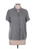T Tahari 100% Polyester Stripes Gray Short Sleeve Blouse Size L - photo 1