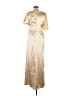 Assorted Brands 100% Polyester Metallic Gold Ivory Cocktail Dress Size 6 (estimated) - photo 2
