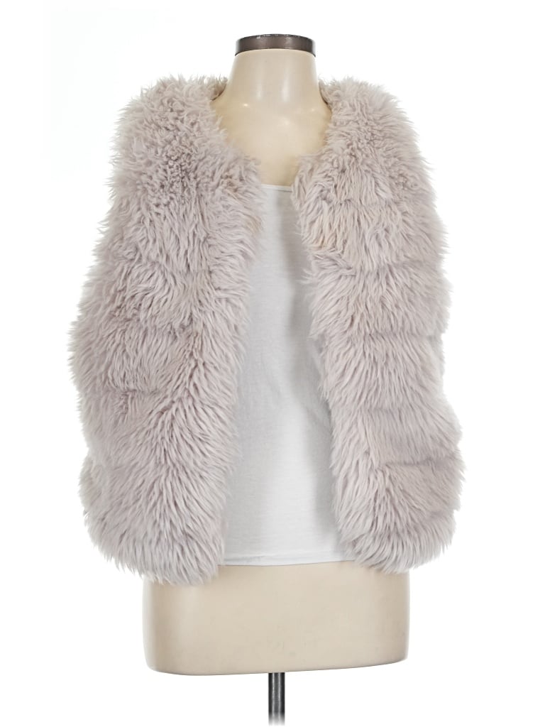 Pre-owned Love Tree Faux Fur Vest In Gray