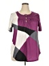 Unbranded Color Block Purple Short Sleeve Blouse Size 2XL - photo 1