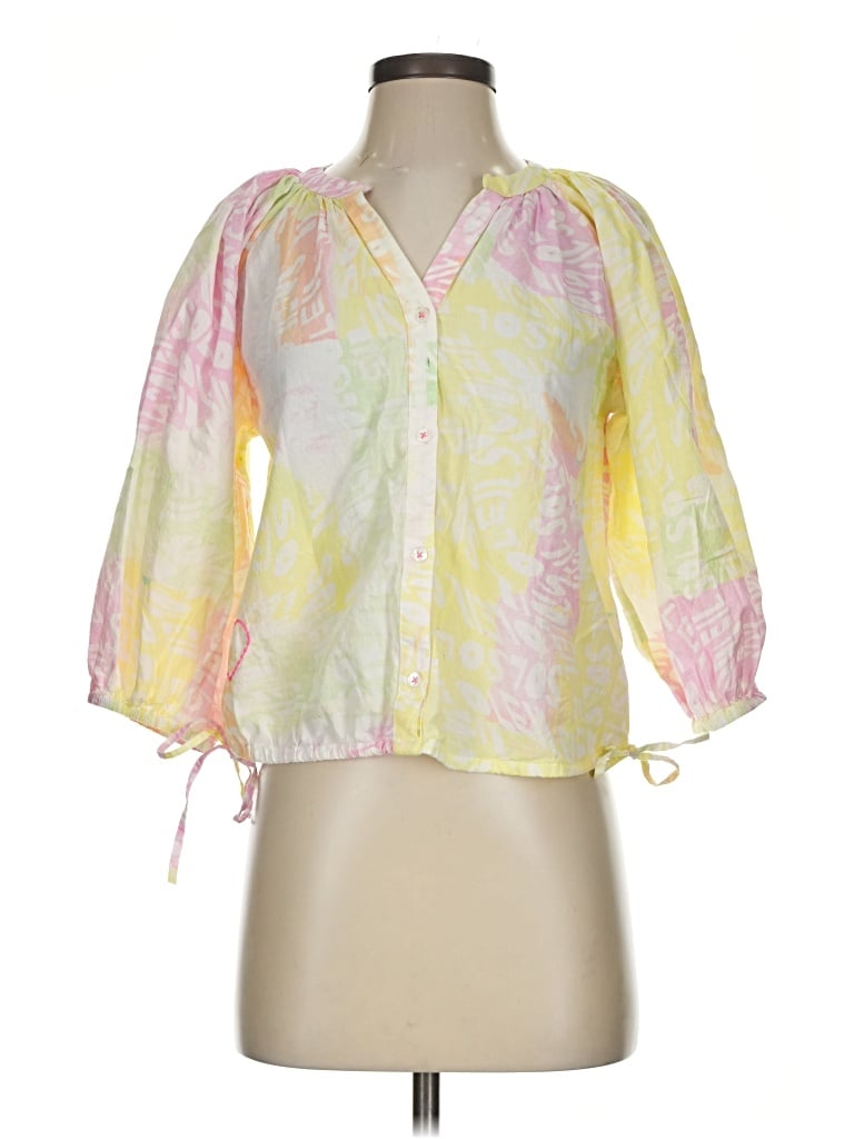Pre-owned Kerri Rosenthal 3/4 Sleeve Blouse In Yellow