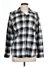 Basic Editions 100% Cotton Plaid Silver Long Sleeve Button-Down Shirt Size L - photo 1