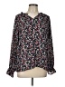 C&C California 100% Polyester Floral Black Long Sleeve Blouse Size L - photo 1