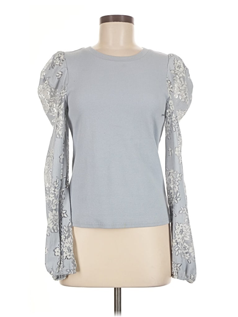 Pre-owned Left Coast By Dolan Long Sleeve Top Gray Mock Neckline Tops