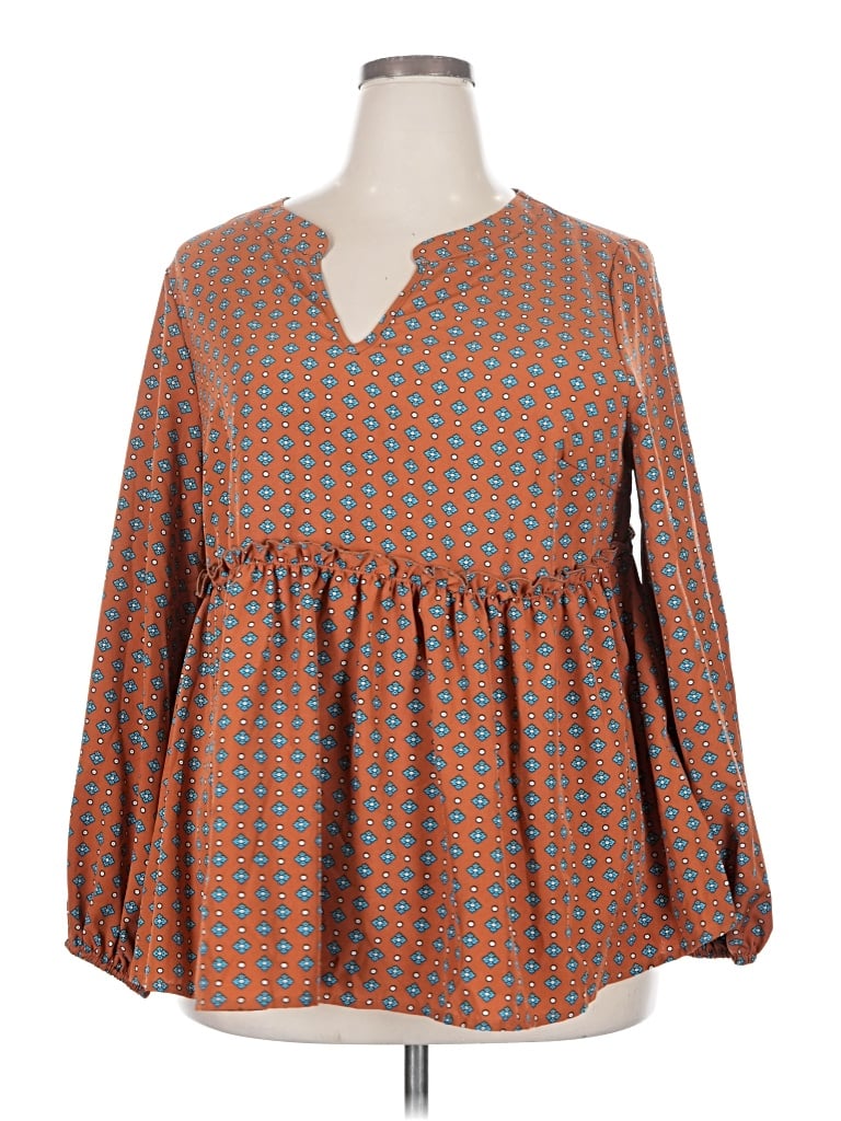 Pre-owned Emery Rose 3/4 Sleeve Blouse In Orange