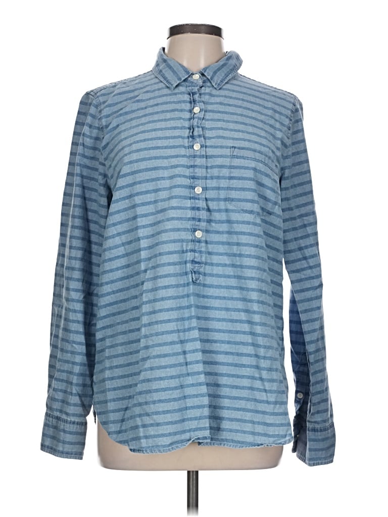 Pre-owned Jcrew Long Sleeve Button Down Shirt In Blue