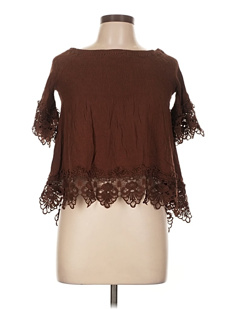 Pre-owned Rue21 Short Sleeve Blouse In Brown