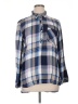 ID:23 100% Rayon Plaid Blue Long Sleeve Blouse Size XL - photo 1