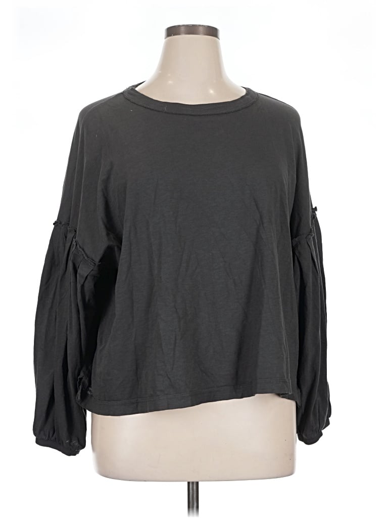 Pre-owned Aerie 3/4 Sleeve T-shirt In Gray