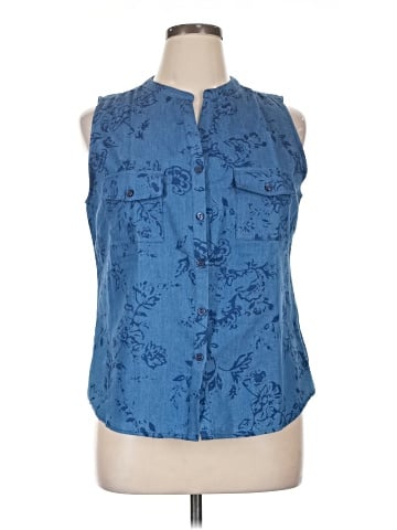 NY Collection Sleeveless Button-Down Shirt (view 1)