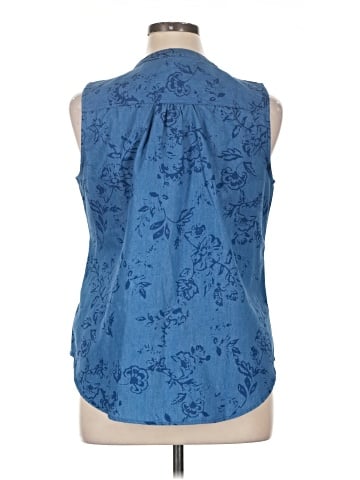 NY Collection Sleeveless Button-Down Shirt (view 2)