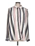 Roxy Stripes Pink Gray Long Sleeve Blouse Size L - photo 1