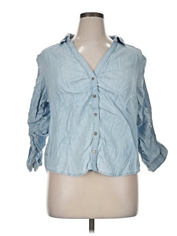 White House Black Market 3/4 Sleeve Button-Down Shirt (view 1)