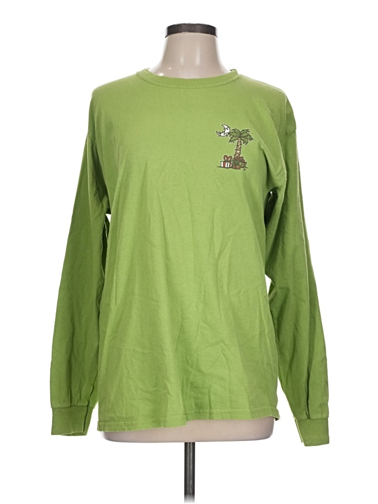 Pre-owned Gildan Long Sleeve T-shirt In Green