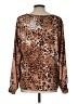 Ann Taylor Animal Print Brown Long Sleeve Blouse Size L - photo 2