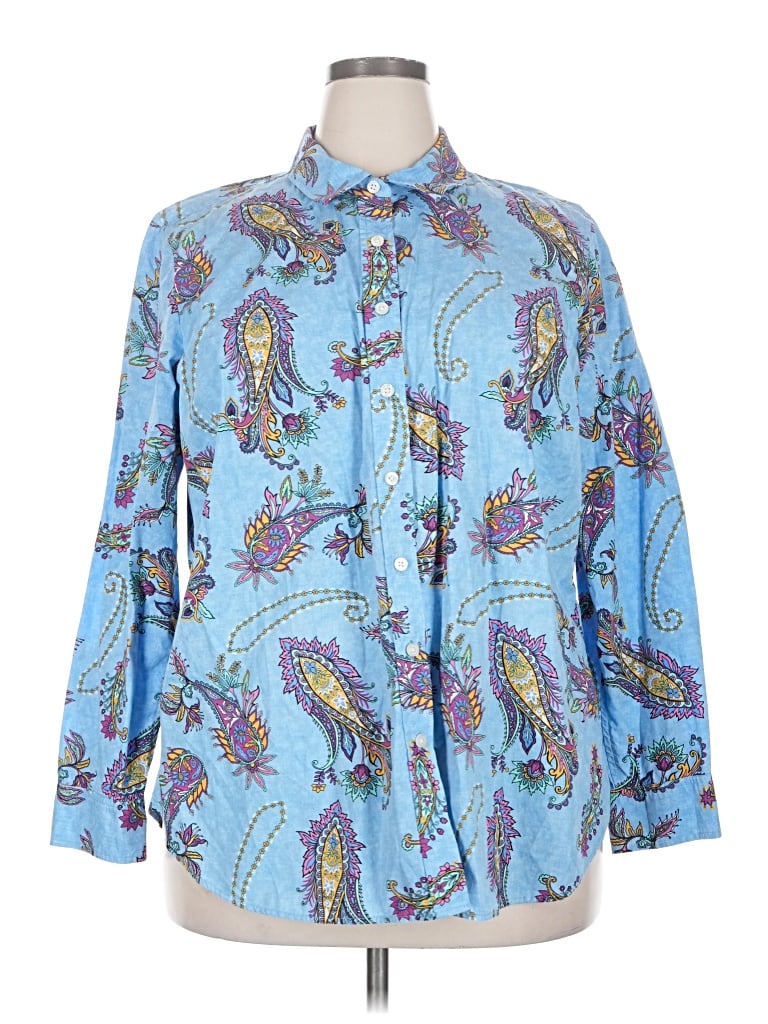 Pre-owned Talbots Outlet Long Sleeve Button Down Shirt In Blue