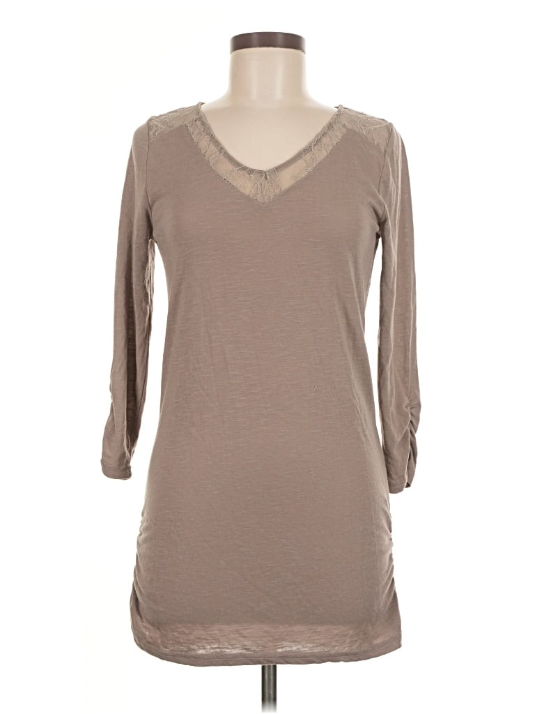 Pre-owned Vanity 3/4 Sleeve Top Tan V-neck Tops