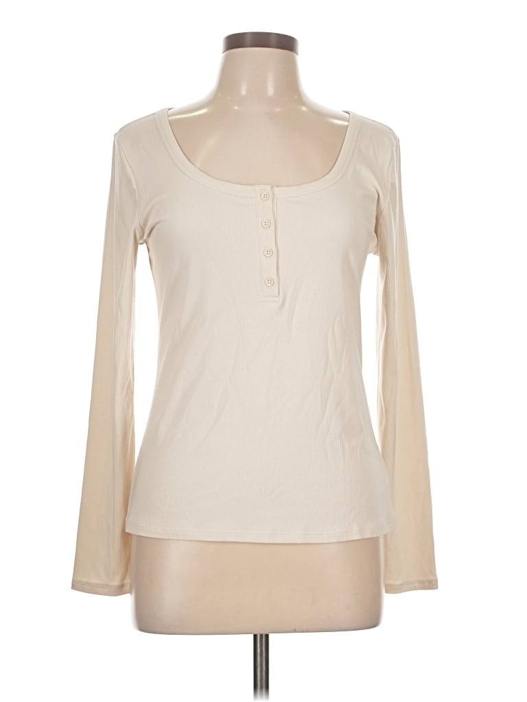 Pre-owned Athleta Long Sleeve Top Ivory Scoop Neck Tops