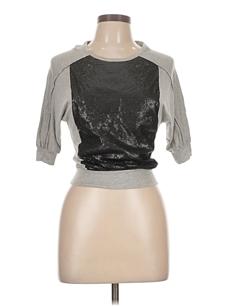 Pre-owned Ella Moss 3/4 Sleeve Top Gray Cold Shoulder Neckline Tops