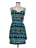 Bebe 100% Polyester Print Blue Casual Dress Size M - photo 1