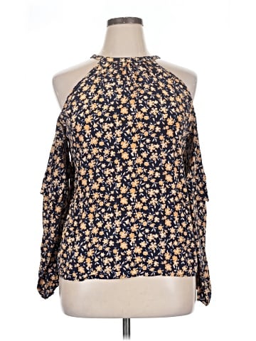 Skies Are Blue Long Sleeve Silk Top (view 1)