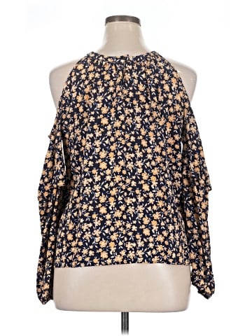 Skies Are Blue Long Sleeve Silk Top (view 2)