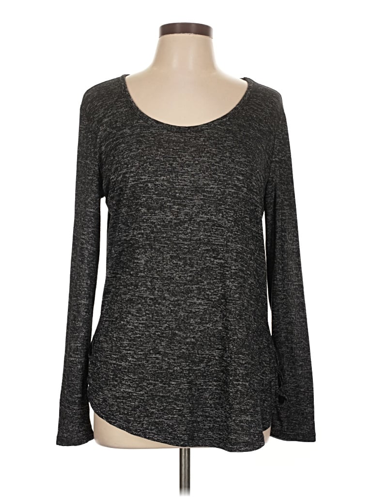 Pre-owned Mix By 41 Hawthorn Long Sleeve Top Gray Scoop Neck Tops