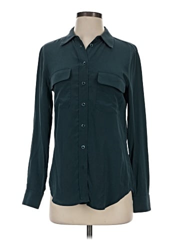 R | Label Long Sleeve Silk Top (view 1)