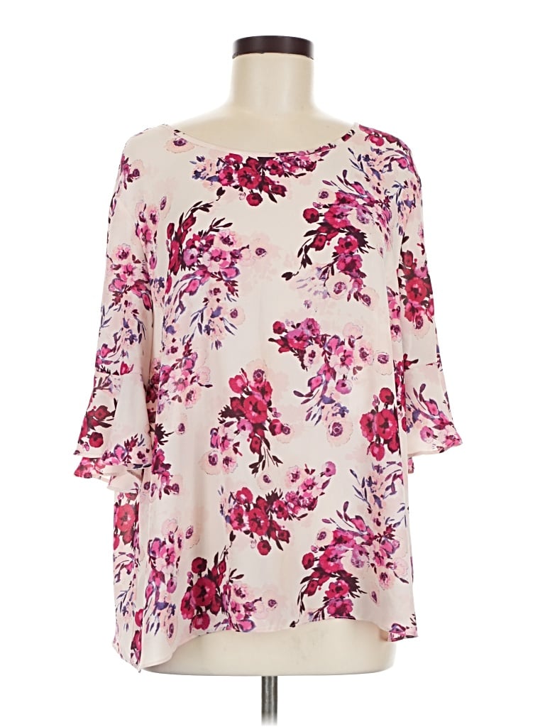 Pre-owned Elle 3/4 Sleeve Blouse In Pink