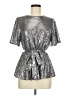 Grace Karin Metallic Silver Short Sleeve Top Size M - photo 1
