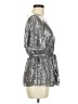 Grace Karin Metallic Silver Short Sleeve Top Size M - photo 4