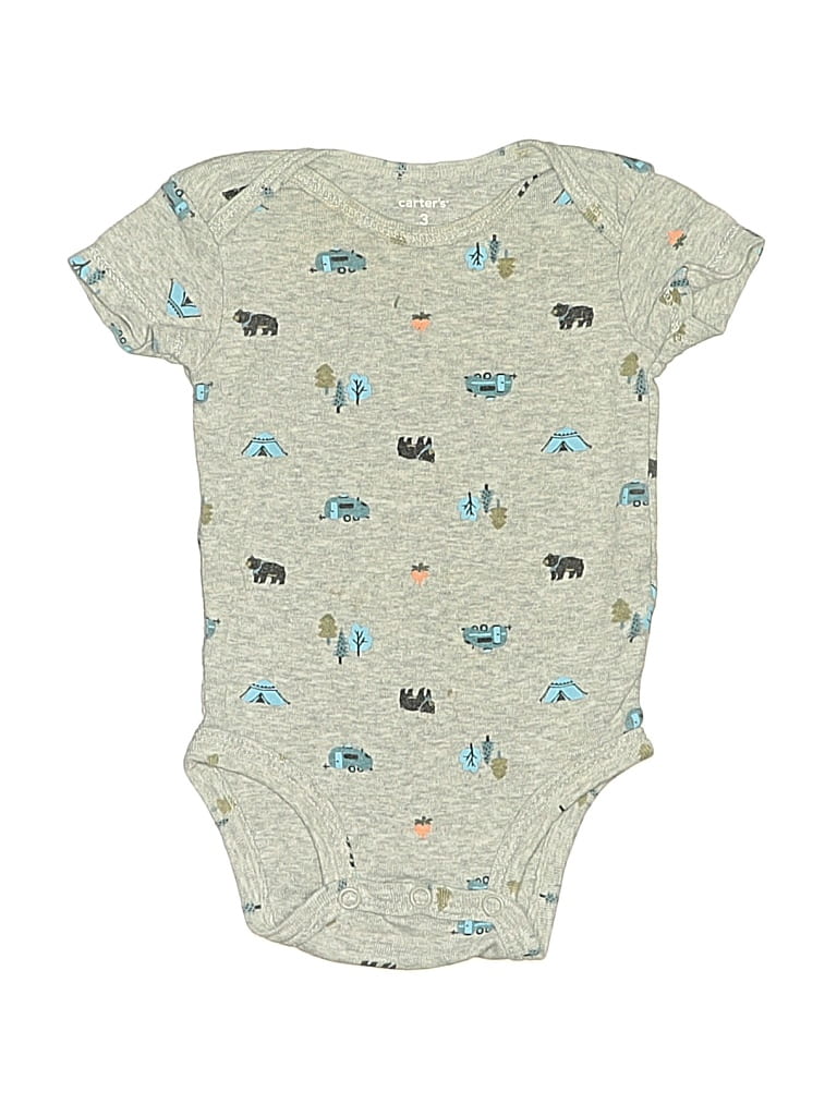 Pre-owned Carter's Babies' Short Sleeve Onesie In Gray