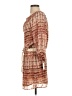 Hinge 100% Polyester Print Brown Casual Dress Size XS - photo 5