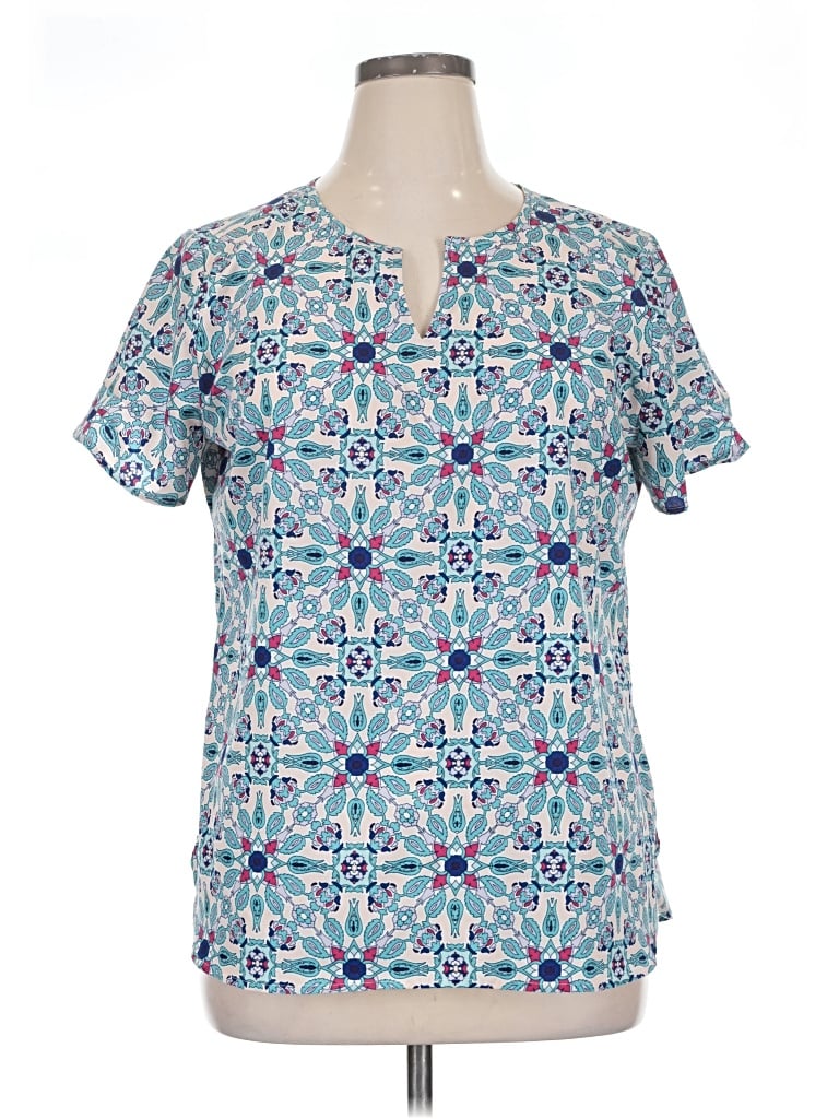 Pre-owned Van Heusen Short Sleeve Blouse In Blue