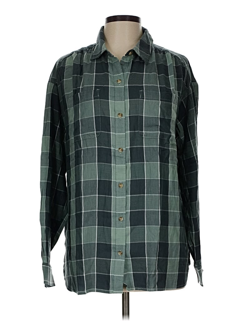 Pre-owned Wonderly Long Sleeve Button Down Shirt In Green