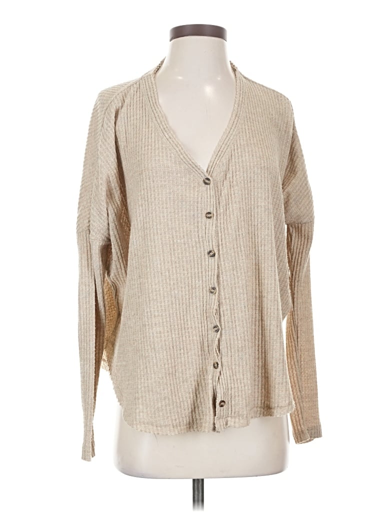 Pre-owned Out From Under Long Sleeve Henley Shirt In Tan