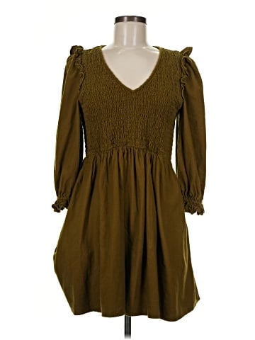 Madewell Flannel Lucie V-Neck Smocked Mini Dress (view 1)