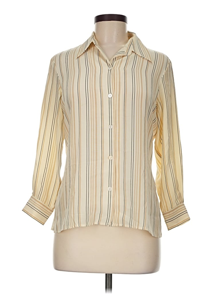 Pre-owned Rena Rowan 3/4 Sleeve Button Down Shirt In Yellow