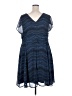 eShakti 100% Polyester Chevron-herringbone Blue Casual Dress Size 2X - photo 2