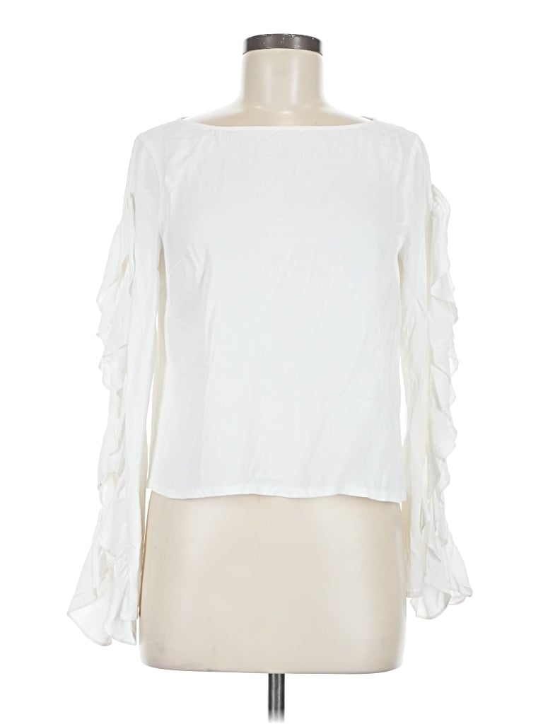 Pre-owned Club Monaco Long Sleeve Blouse In Ivory