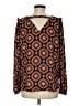 Ann Taylor LOFT 100% Polyester Brown Long Sleeve Blouse Size M - photo 2
