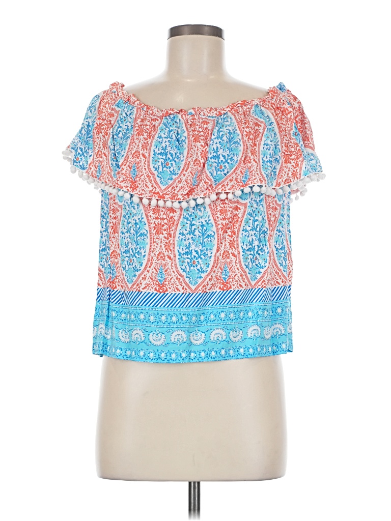 Pre-owned Crown & Ivy Short Sleeve Blouse In Orange