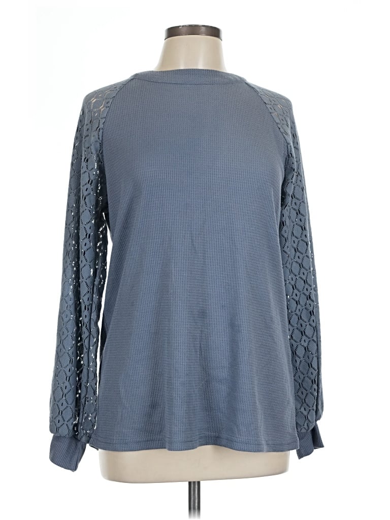 Pre-owned Miholl Long Sleeve Top Gray Crew Neck Tops