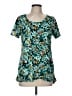 Lularoe Floral Teal Short Sleeve T-Shirt Size M - photo 1