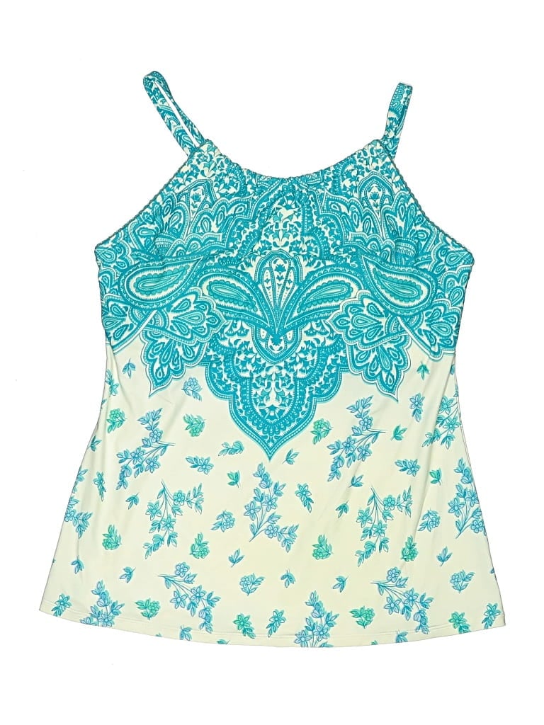 Pre-owned Beach House Swimsuit Top Teal Paisley Pattern Swimwear