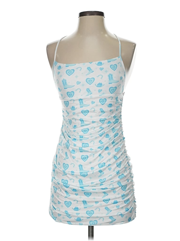 Lucy In The Sky Cocktail Dress: Blue Hearts Pattern Dresses - Size Small