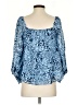 Joy Joy 100% Polyester Blue 3/4 Sleeve Blouse Size XS - photo 2
