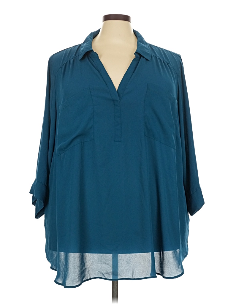 Pre-owned Torrid 3/4 Sleeve Blouse In Teal